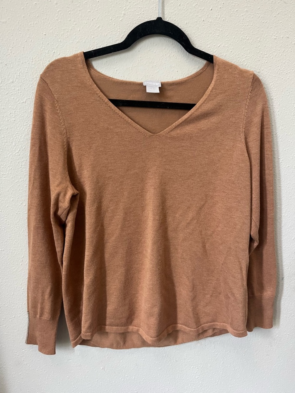 Chico's Lightweight V-Neck Top - Camel